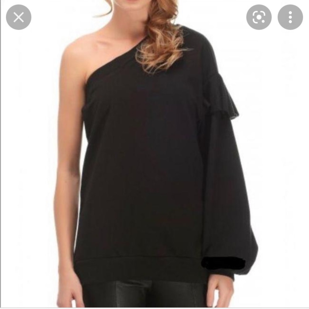 Zara One shoulder ruffle sweatshirt